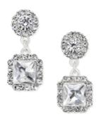 Charter Club Silver-tone Square Crystal Drop Earrings, Only At Macy's
