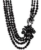 Anne Klein Black-tone Crystal & Bead Multi-row 16 Collar Necklace, Created For Macy's
