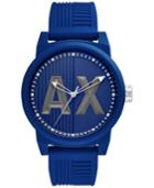 Ax Armani Exchange Men's Blue Silicone Strap Watch 46mm Ax1454