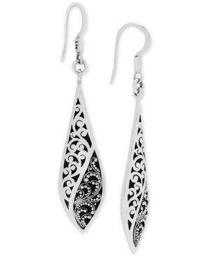 Lois Hill Scroll Work & Filigree Twist Drop Earrings In Sterling Silver
