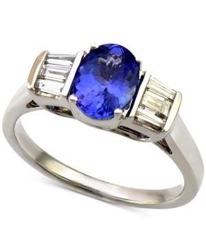 Tanzanite (1 Ct. T.w.) And Diamond (1/3 Ct. T.w.) Ring In 14k White Gold