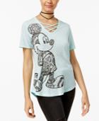 Hybrid Juniors' Mickey Mouse Lace-up T-shirt
