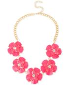 M. Haskell Gold-tone Fuchsia Flower Frontal Necklace