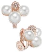 Charter Club Rose Gold-tone Imitation Pearl Cluster Clip Earrings, Only At Macy's