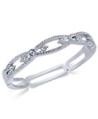 Charter Club Silver-tone Pave Hinged Bangle Bracelet, Created For Macy's