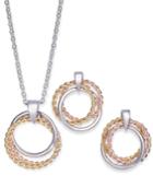 Charter Club Tri-tone Triple-circle Pendant Necklace & Drop Earrings