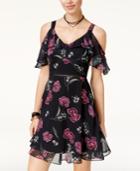 Shift Juniors' Printed Cold-shoulder Ruffle Dress, Created For Macy's