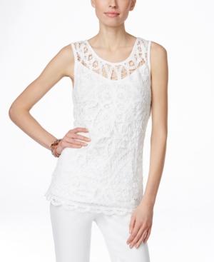 Inc International Concepts Sleeveless Lace Illusion Blouse, Only At Macy's