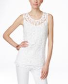 Inc International Concepts Sleeveless Lace Illusion Blouse, Only At Macy's