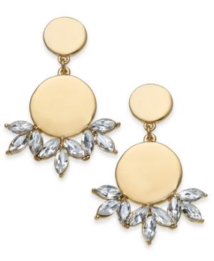 I.n.c. Gold-tone Disc & Crystal Drop Earrings, Created For Macy's