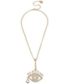 Bcbg Gold-tone Crystal & Stone Evil Eye Lariat Necklace, 16 + 3 Extender
