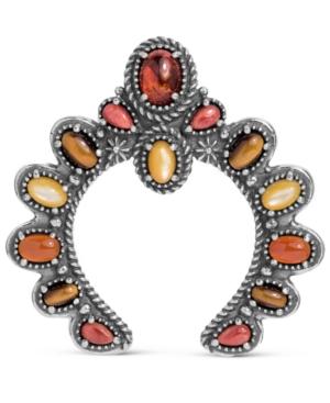 American West Amber Multi Stone Naja Pendant Enhancer In Sterling Silver