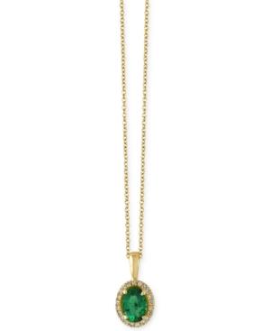 Effy Brasilica Emerald (3/4 Ct. T.w.) And Diamond Accent Pendant Necklace In 14k Gold