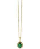 Effy Brasilica Emerald (3/4 Ct. T.w.) And Diamond Accent Pendant Necklace In 14k Gold
