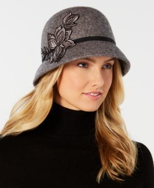 Nine West Flower-applique Wool Felt Cloche
