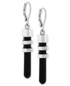 Vince Camuto Earrings, Silver-tone Black Bullet Motif Drop Earrings