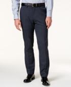 Kenneth Cole Reaction Men's Blue Windowpane Plaid Slim-fit Dress Pants