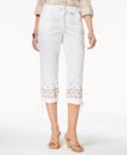 Style & Co Embroidered Cropped Cargo Pants, Created For Macy's