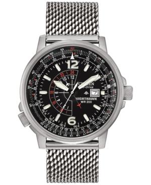 Citizen Men's Eco-drive Nighthawk Stainless Steel Mesh Bracelet Watch 42mm Bj7008-51e