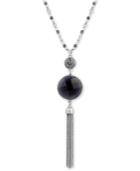 Lucky Brand Silver-tone Beaded Reversible Stone & Chain Tassel Pendant Necklace, A Macy's Exclusive Style