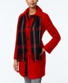 London Fog Petite Long Peacoat With Scarf