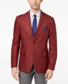 Tallia Orange Men's Modern-fit Burgundy Windowpane Sport Coat