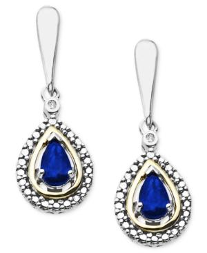 14k Gold And Sterling Silver Earrings, Gemstone (3/8 Ct. T.w.) And Diamond Accent Teardrop Earrings
