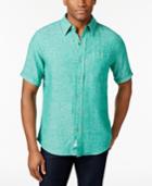 Weatherproof Vintage Men's Linen Herringbone Short-sleeve Shirt