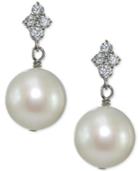 Giani Bernini Freshwater Pearl (11mm) & Cubic Zirconia Drop Earrings In Sterling Silver, Only At Macy's