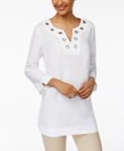 Jm Collection Grommet-trim Tunic, Only At Macy's