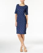 Karen Scott Petite Elbow-sleeve Printed Dress, Created For Macy's