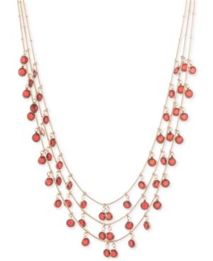 Anne Klein Gold-tone Red Shaky Bead Layer Necklace