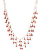 Anne Klein Gold-tone Red Shaky Bead Layer Necklace