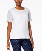 Alfred Dunner Lace-sleeve Embellished T-shirt