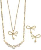 City By City Gold-tone Necklace & Bow Earrings