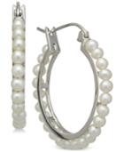 Cultured Freshwater Pearl (3mm) Hoop Earrings In Sterling Silver