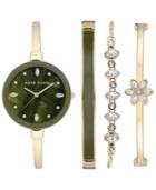 Anne Klein Women's Gold-tone Bangle Bracelet Watch Set 32mm