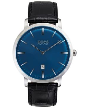 Boss Hugo Boss Men's Tradition Black Leather Strap Watch 40mm 1513461