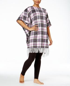 Dkny Plaid Fleece Lounge Poncho