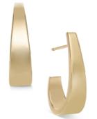 Polished J-hoop Earrings In 10k Gold