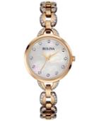 Bulova Women's Crystal Accent Rose Gold-tone Stainless Steel Bracelet Watch 28mm 98l207