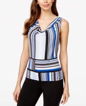Calvin Klein Sleeveless Printed Drape-neck Top