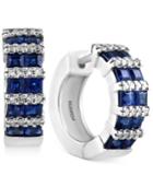 Effy Final Call Sapphire (1-9/10 Ct. T.w.) And Diamond (1/5 Ct. T.w.) Hoop Earrings In 14k White Gold