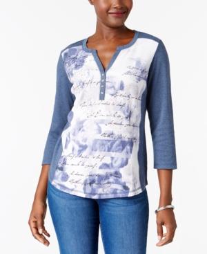 Karen Scott Graphic Henley Top, Only At Macy's