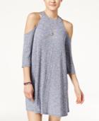 Be Bop Juniors' Rib-knit Cold-shoulder Swing Dress