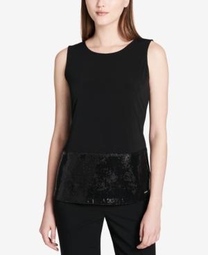 Calvin Klein Sequined-hem Shell