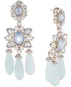 Marchesa Gold-tone Crystal, Blue Stone & Bead Chandelier Earrings
