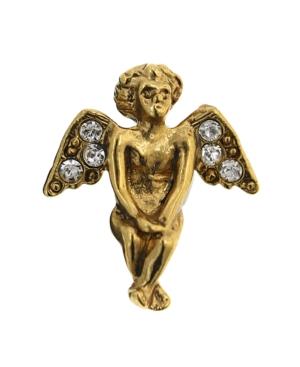 Vatican Brooch, Gold-tone Crystal Angel Pin