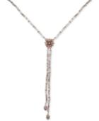 Marchesa Gold-tone Beaded Crystal Cluster Lariat Necklace