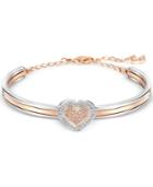 Swarovski Two-tone Crystal Heart Bangle Bracelet